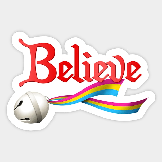 Believe Pansexual Pride Jingle Bell Sticker by wheedesign